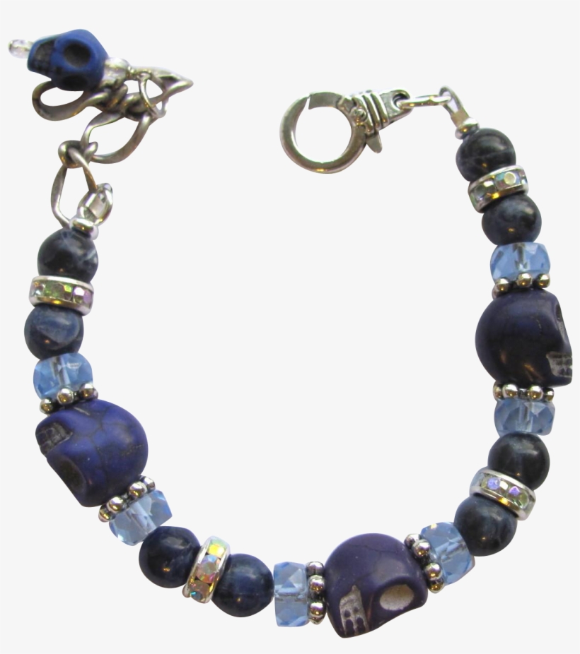 Bracelet Of Blue Skulls And Sodalite Beads With Celestial - Bracelet Of Blue Skulls And Sodalite Beads, transparent png download