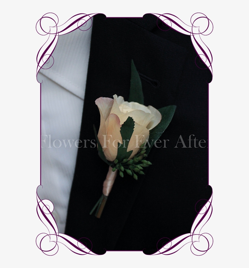 Rustic Champagne Cream Silk Wedding Flower Gent / Groomsmens - Artificial Flowers Cake Toppers, transparent png download