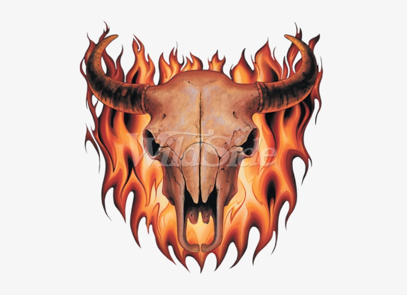 Cow Skull In Flames - Illustration, transparent png download