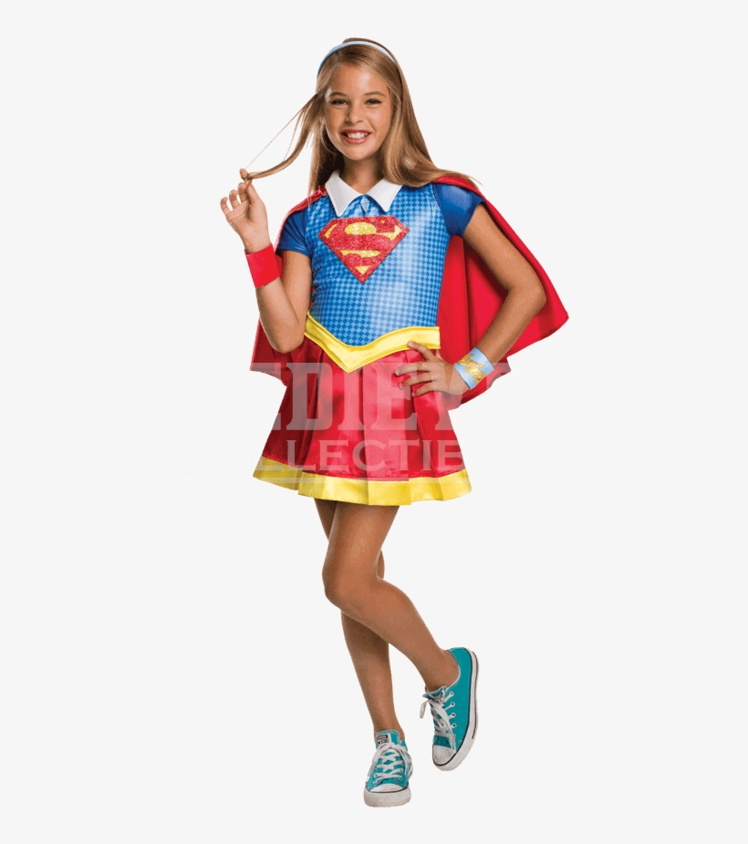 Deluxe Dc Superhero Girls Supergirl Costume - Girl's Deluxe Supergirl Costume, transparent png download
