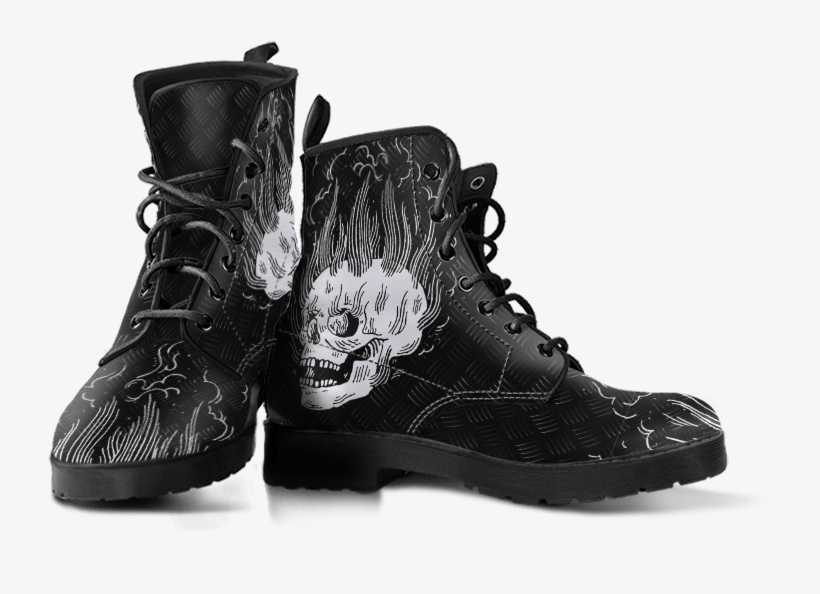 Skull Obsession White Flaming Skull - Sun & Moon Boots, transparent png download
