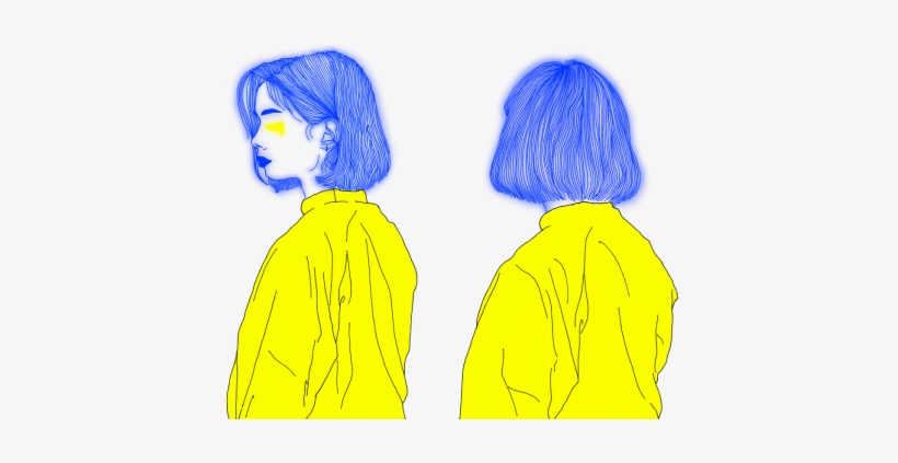 Drawing - Transparent Tumblr Blue And Yellow, transparent png download