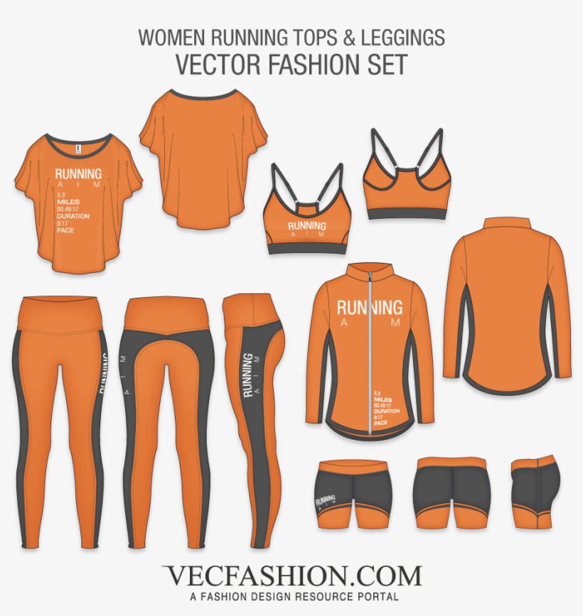 Women Running Set - Design Orange Tshirt Running, transparent png download