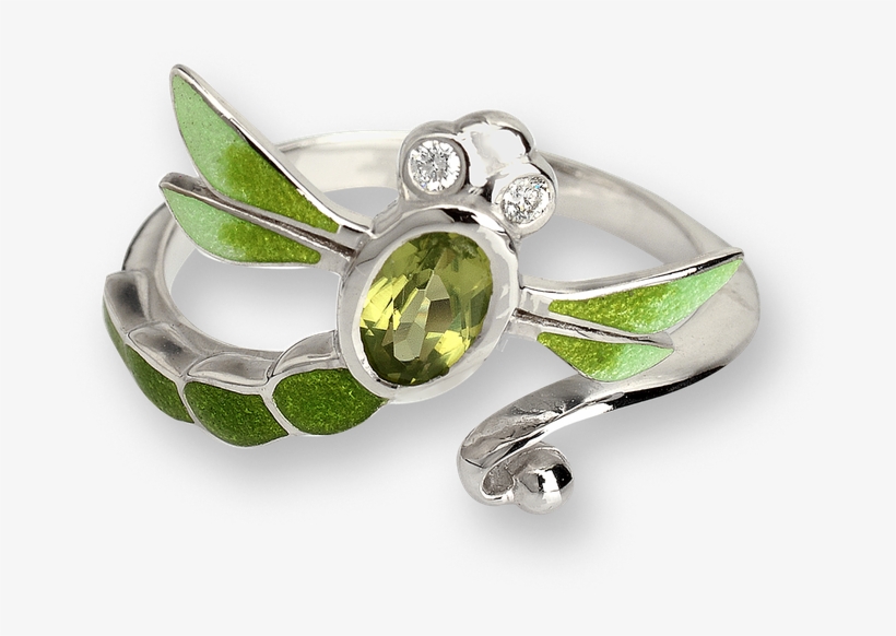 Nicole Barr Designs Sterling Silver Dragonfly Ring-green - Adjustable Diamond Green Dragonfly Ring - Sterling, transparent png download