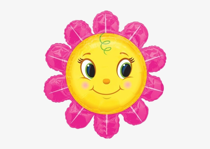 Smileys Clipart Sunflower - 36" Smiley Pink Flower Shape Balloon - Mylar Balloons, transparent png download