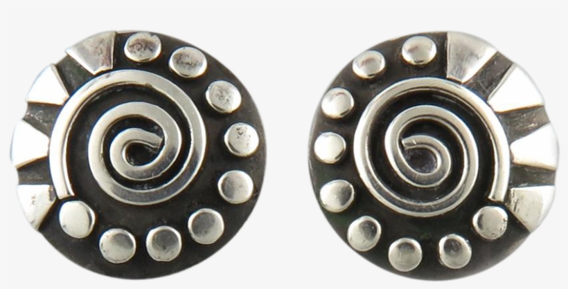 Sterling Silver Abstract Button Style Earrings - Earrings, transparent png download
