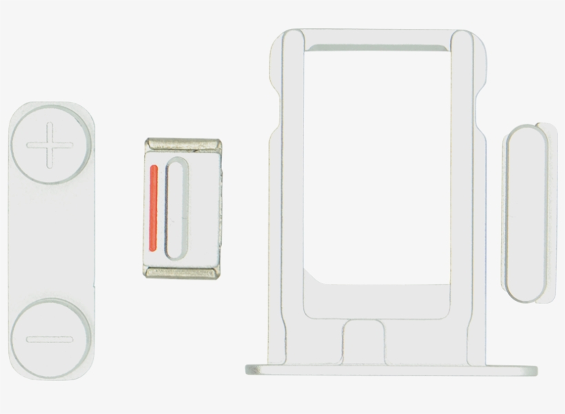 Iphone 5s White/silver Case Button Set And Sim Card - Iphone, transparent png download