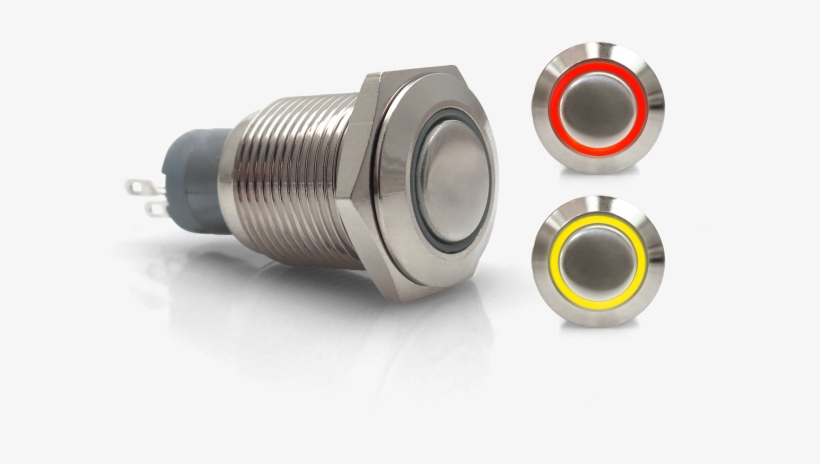 Momentary 16mm Red Or Yellow Ring Led Aluminum Billet - 16mm Latching Billet Buttons With Led White Ring, transparent png download