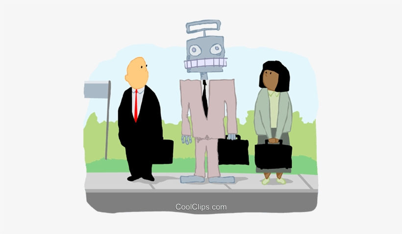 Business People At Bus Stop With Robot Royalty Free - Legal Person, transparent png download