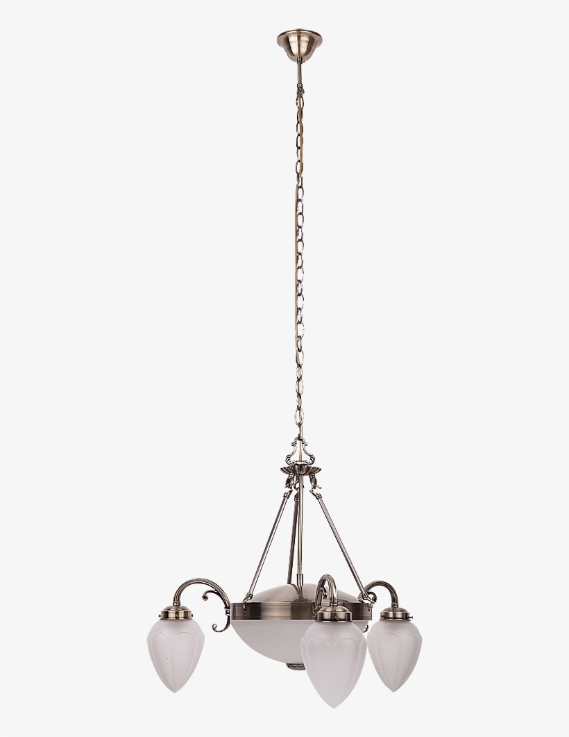 8533 - Art Nouveau Style 3 Arm Pendant Ceiling Light Bronze, transparent png download