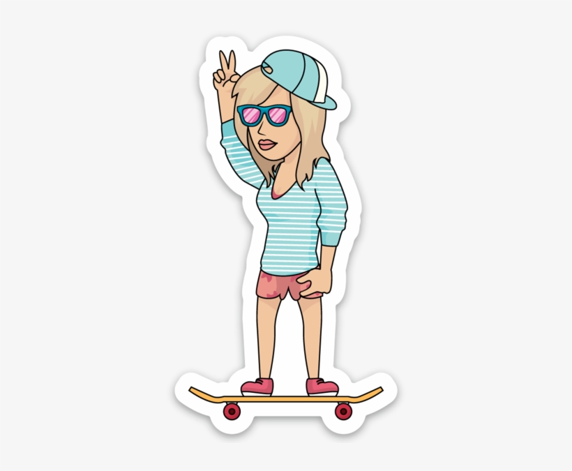 Skater Babe Sticker, transparent png download