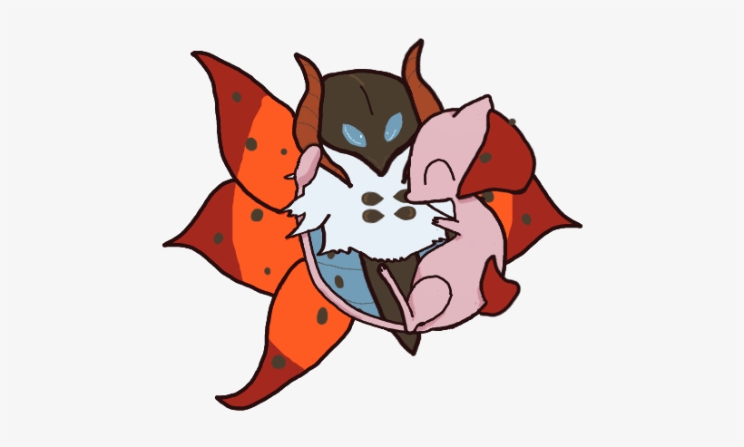 [oc] Hugging Mew And Volcarona - Cartoon, transparent png download