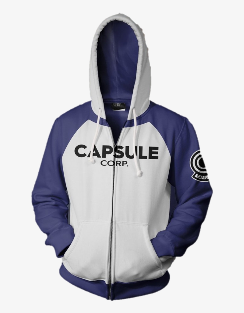 Capsule Corp Zip Up Hoodie - Hoodie, transparent png download