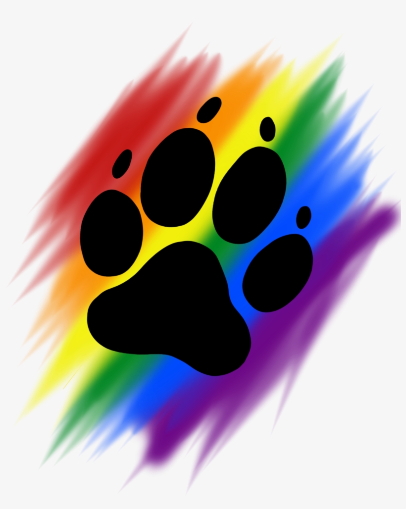 Rainbow Brush Paw Print, transparent png download