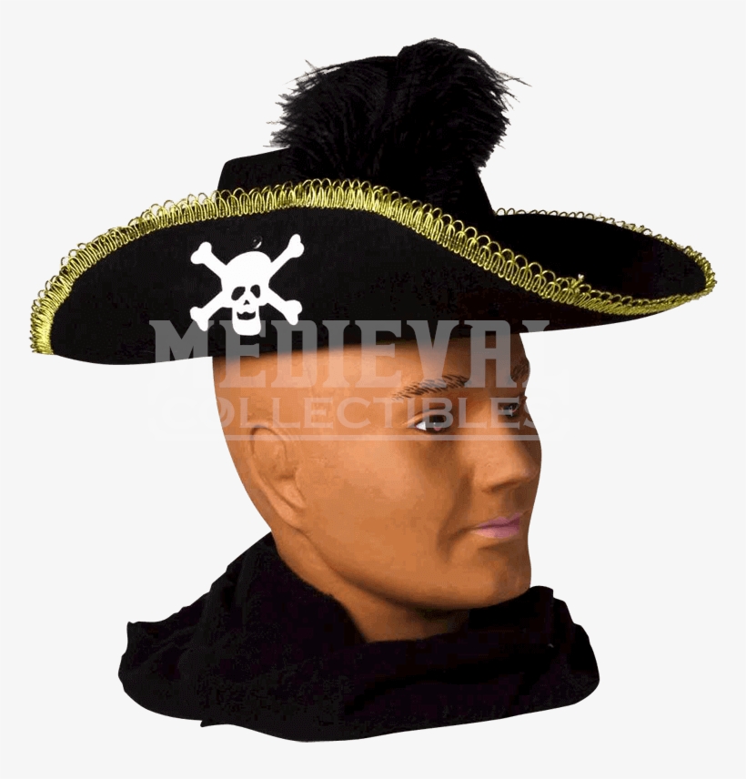 Forum Novelties Skull Pirate Adult Costume Hat W/feather, transparent png download
