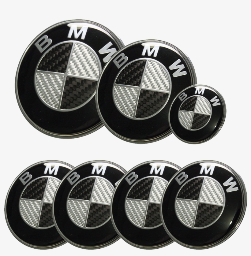 Black Bmw Logo Gw Afauto 7pcs Bmw Black Silver Carbon - Bmw Carbon Emblem, transparent png download