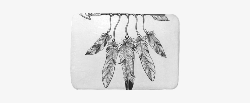 Vintage Nativity Hand Drawn Arrow With Feathers - Arrow With Feathers, transparent png download