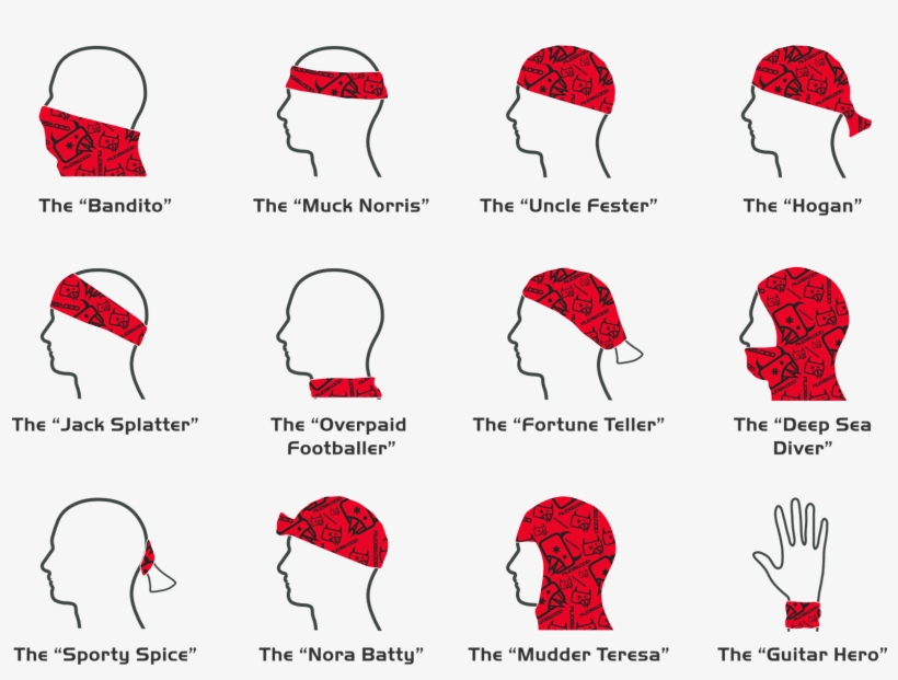 Multi Use Pack Running Headband Neck Gaiters - Blood Bandana On Head, transparent png download