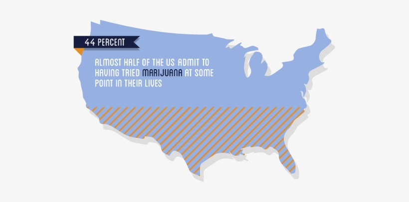 44 Percent Of The Usa Admitted To Having Tried Marijuana - United States And Confederate States Map, transparent png download