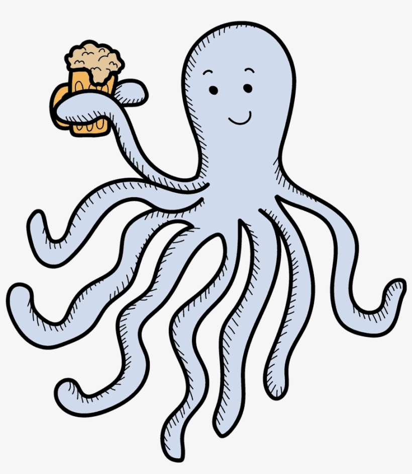 Simple Png Of The Octopus Enjoying A Beer Pulled From - Beer, transparent png download