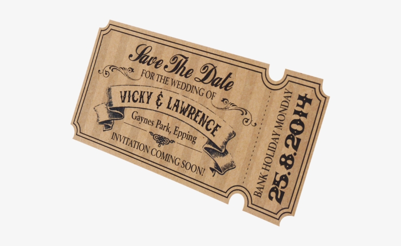 Rustique Chic Save The Date Ticket - Save The Date Ticket Style, transparent png download