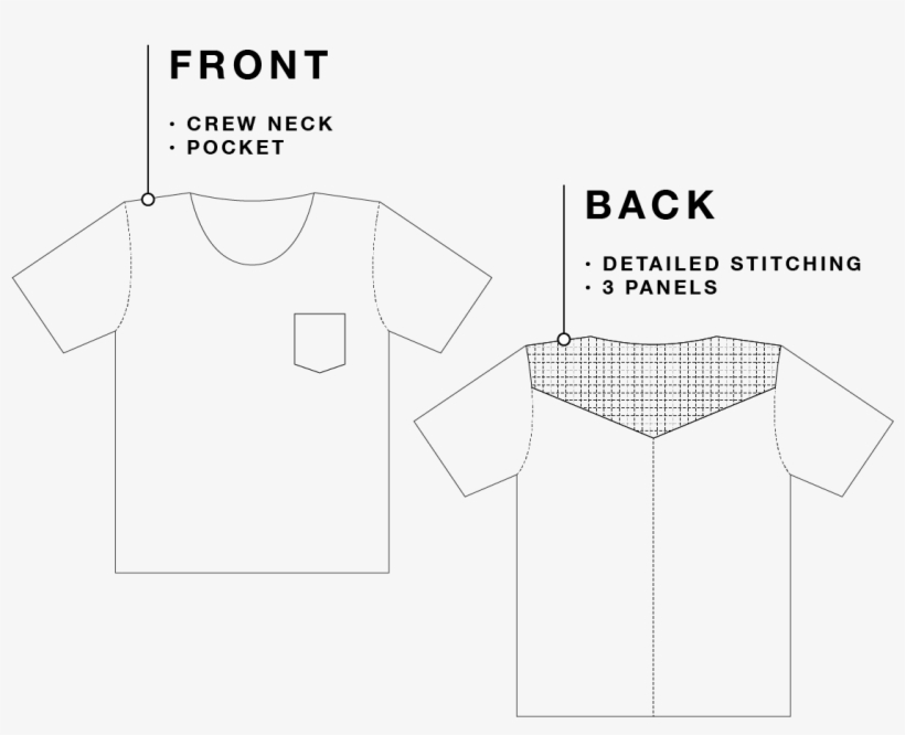 Pocket Blue Crew Neck With Pocket Detailed Stitching - Crew Neck, transparent png download