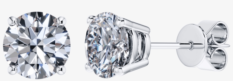 Claw Set Round Brilliant Solitaire Diamond Studs In - 4 Claw Solitaire Diamond Earring, transparent png download