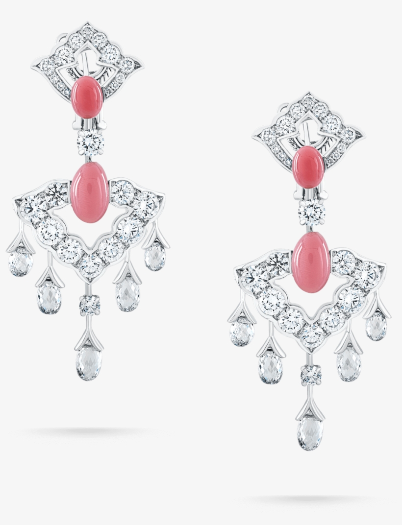 Pink Pearl And Diamond Earrings - Earrings, transparent png download
