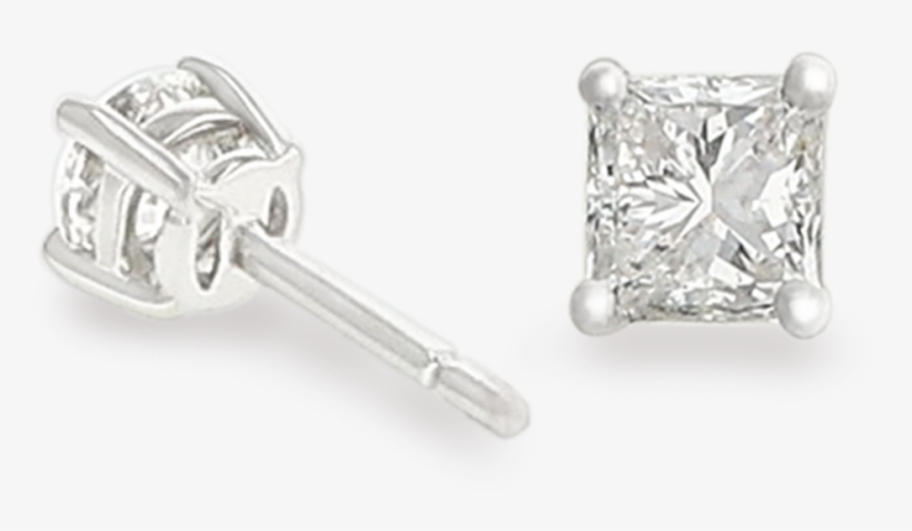 Solitaire Diamond Earrings 18k White Gold - Earrings, transparent png download