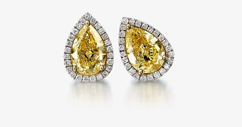 Pear Shape Fancy Yellow Earrings - Pear Shaped Yellow Diamond Earrings, transparent png download