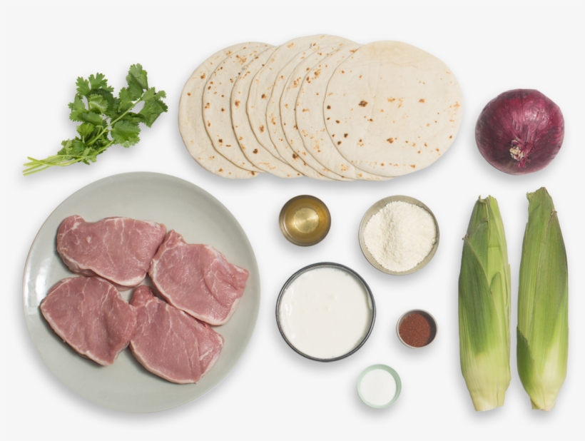 Spiced Pork Tacos With Crema, Pickled Onion & Elote-style - Natural Foods, transparent png download