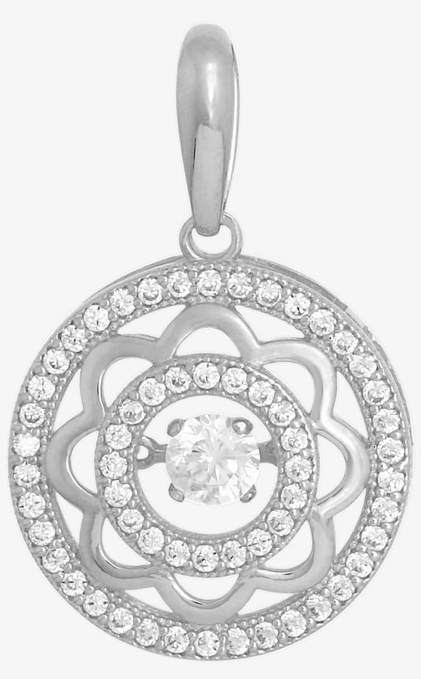 14k Solid Gold Flower Swirl Pendant With Cz - Car, transparent png download