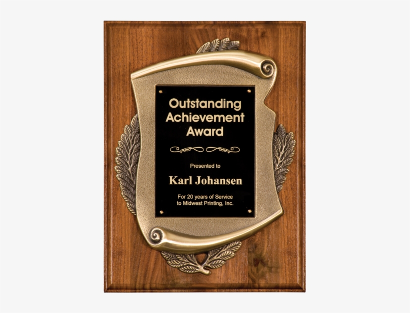 9x12 Walnut Plaque W Metal Scroll Frame - Award Plaques, transparent png download
