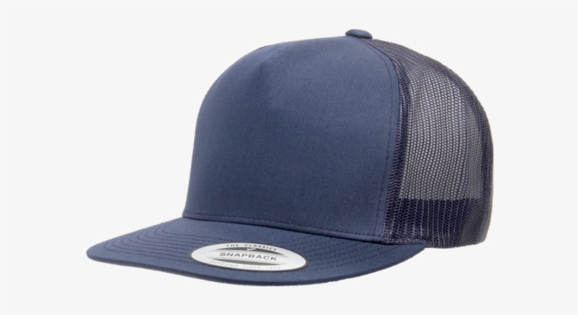 Flexfit Yupoong Classic Trucker Flat Peak Navy / Osfa - 5 Panel Trucker Hat, transparent png download