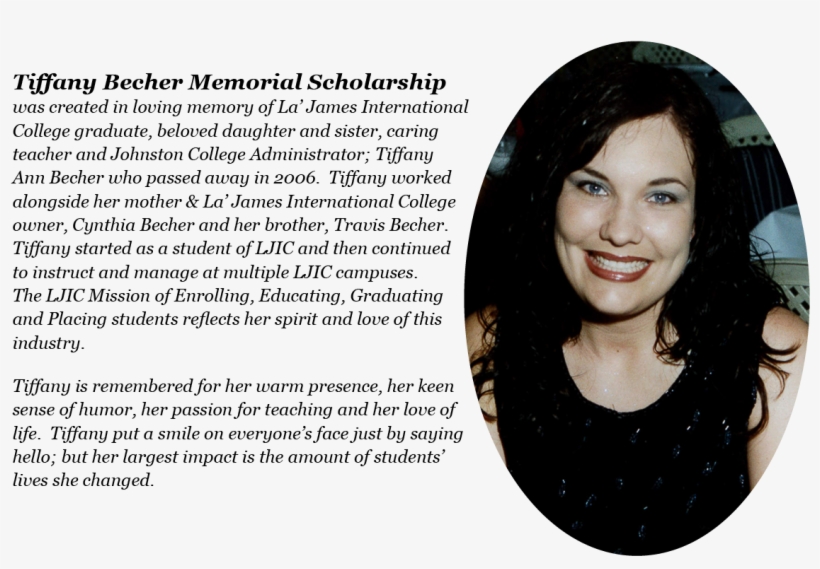 Tiffany Becher Memorial Scholarship Application - Scholarship, transparent png download
