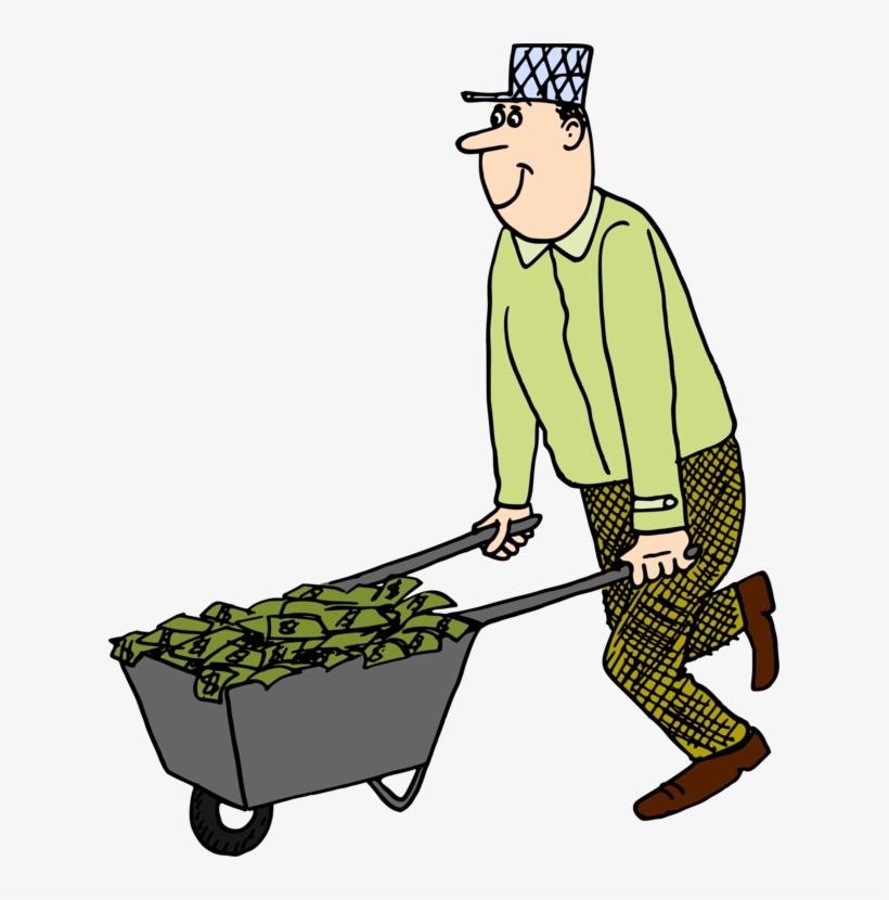 Bank Officer Money Piggy Bank Computer Icons - Man Using Wheelbarrow Clipart, transparent png download