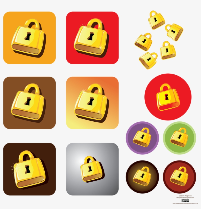 This Templates Is Golden Vector About Lock, Padlock, - Free Vector Lock, transparent png download