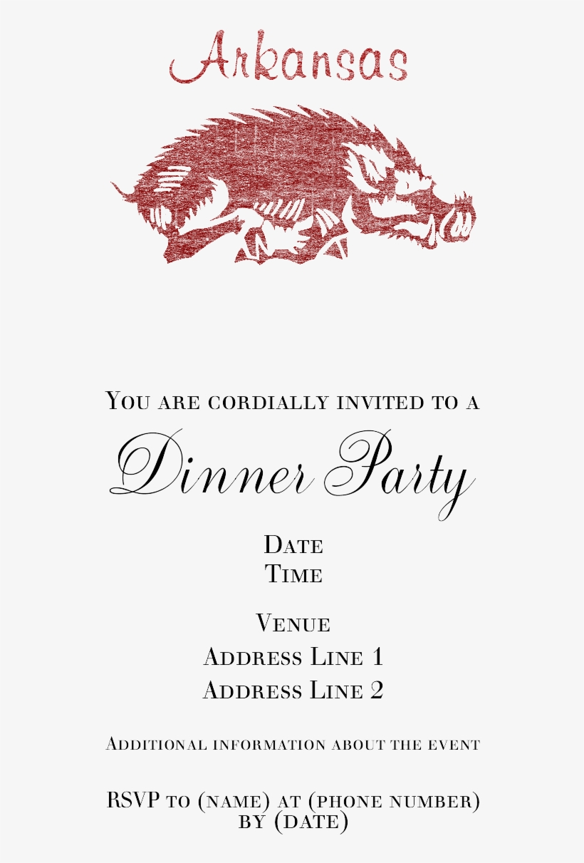 Vintage Arkansas Razorback Invitations - Party, transparent png download