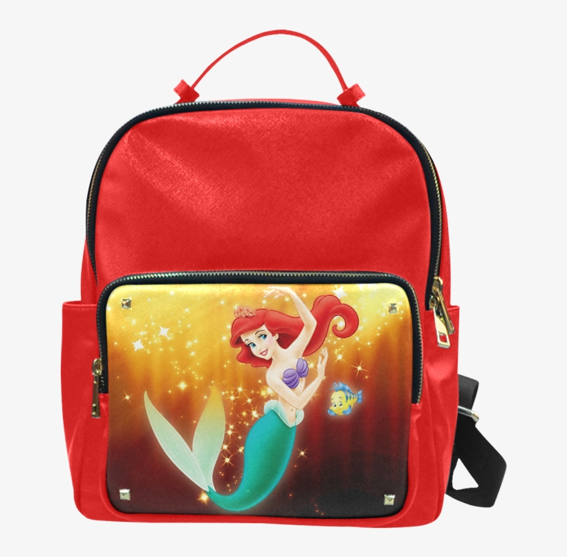 Psylocke Leather Designer School Bag Casual Backpack - Little Mermaid Ariel Disney Princess 5pc Wall Decor, transparent png download