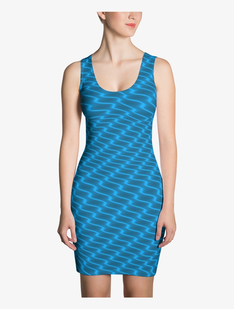 Neon Wavy Lines Turquoise Dress - Halloween Witches In The Woods Dress, transparent png download