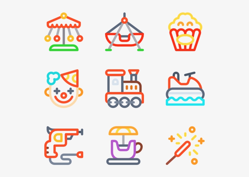 Amusement Park Lineal Color - Amusement Park, transparent png download