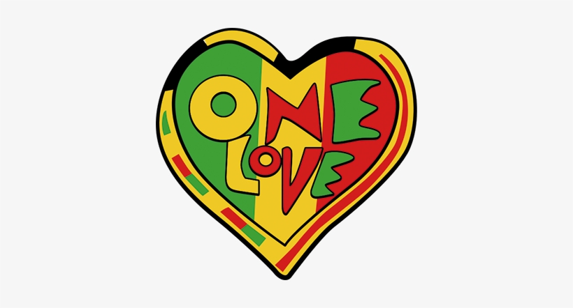 One Love Rasta Wall Sticker - Red Yellow Green Heart, transparent png download