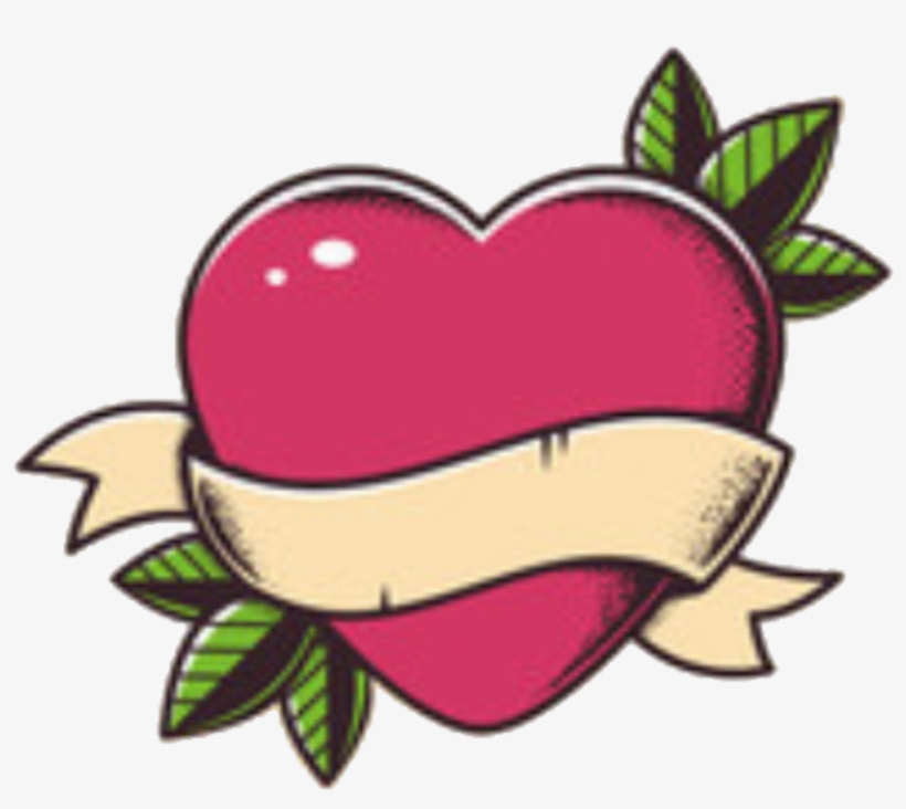 Heart Banner Leaves Hearttattoo Lovetattoo Tattoocolors - Vector Graphics, transparent png download