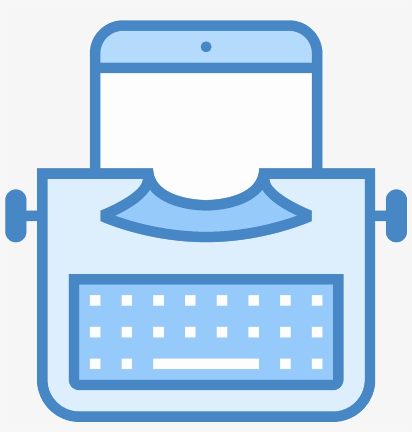 Typewriter With Tablet Icon - Blue Typewriter Icon, transparent png download