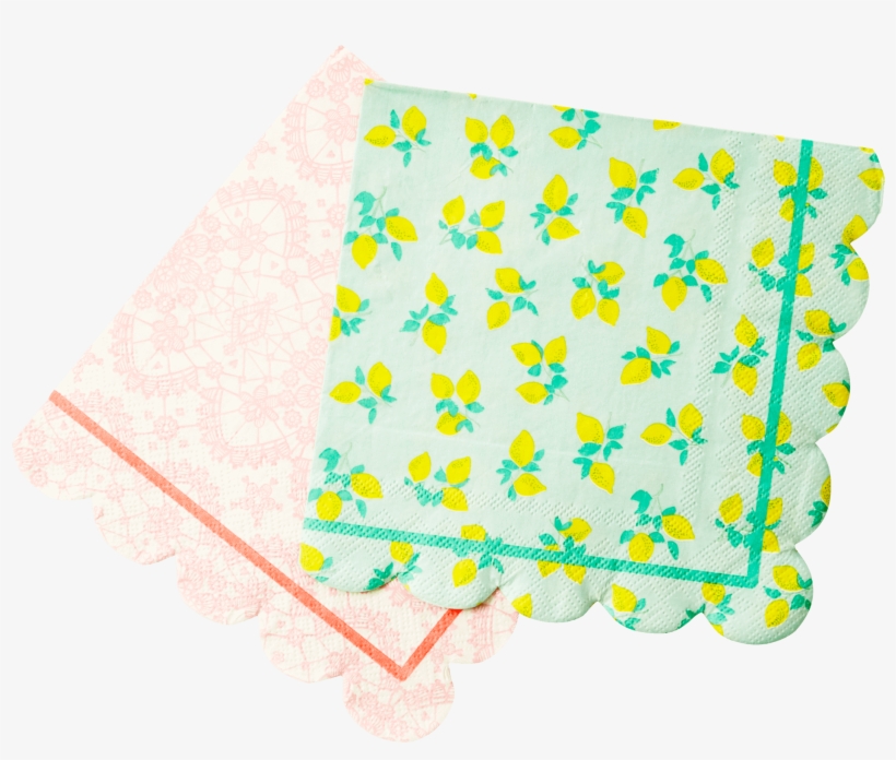 20 Paper Napkins With Scallop Edge In 2 Assorted Prints - Paper, transparent png download