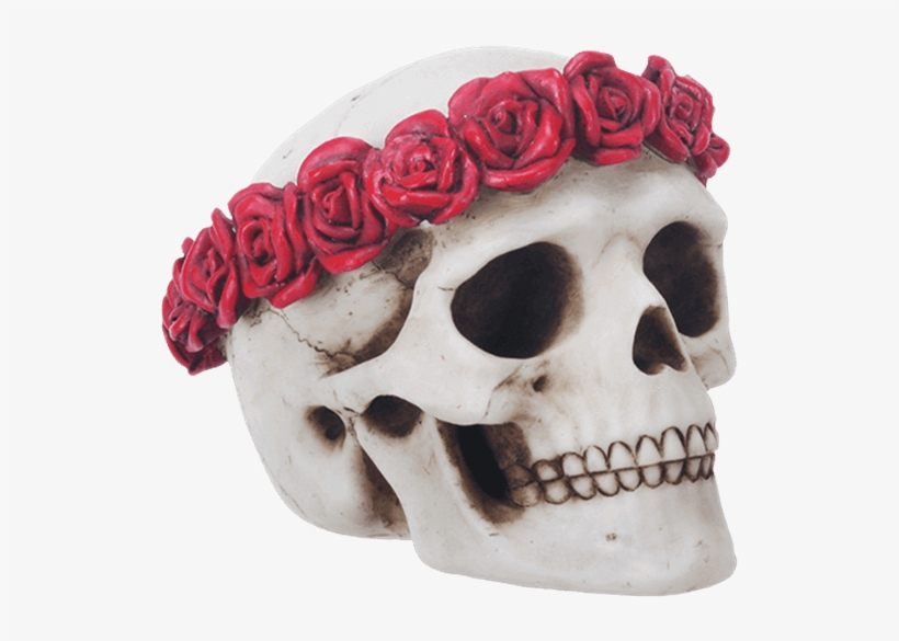 Flower Crown Skull Statue - Skull With A Flowercrown, transparent png download