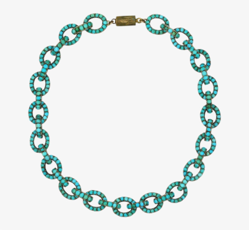 Victorian Turquoise Pavé Chain Link Necklace - Circle Chain Vector Png, transparent png download