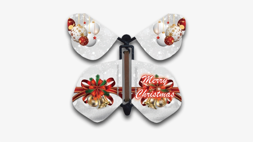 Christmas Bows & Bells Magic Flying Butterfly - Happy Holidays Note Cards (pk Of 20), transparent png download