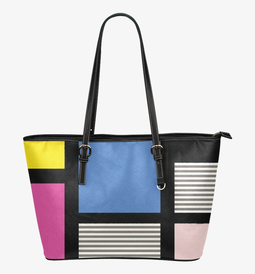 Grid Leather Tote Bag/large - Tote Bag, transparent png download