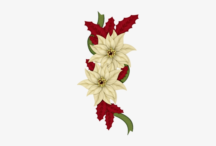 Christmas Bows, Christmas Flowers, Christmas Clipart, - Happy Holidays- Christmas, Holiday, Poinsettia Card, transparent png download